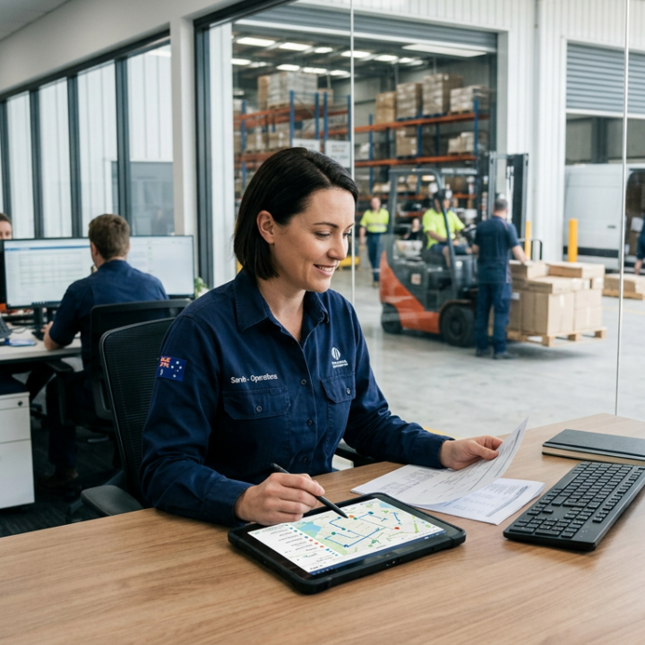 A clean, professional B2B featured image showing an Australian delivery planner.