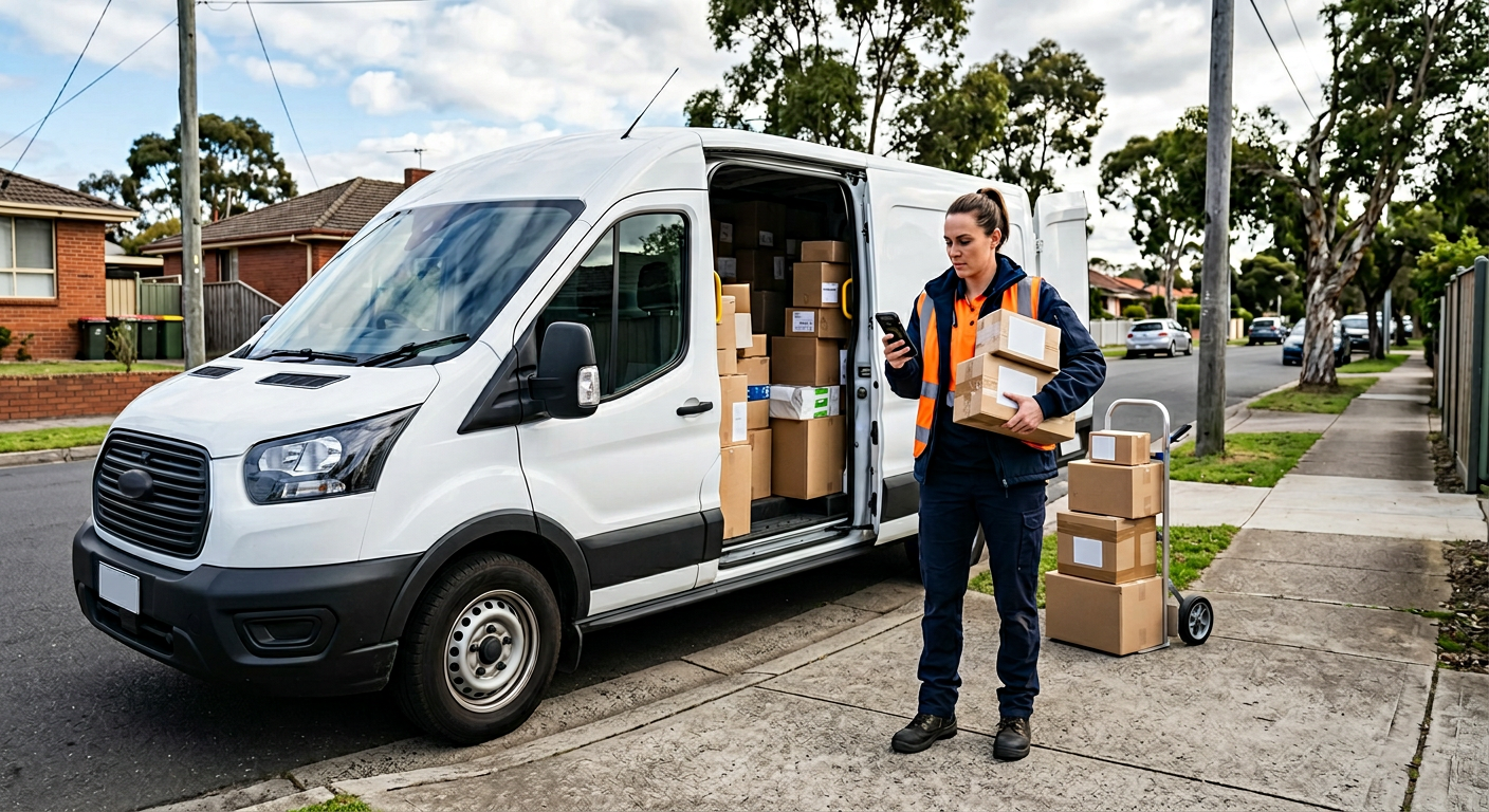A delivery partner actively managing multiple package deliveries