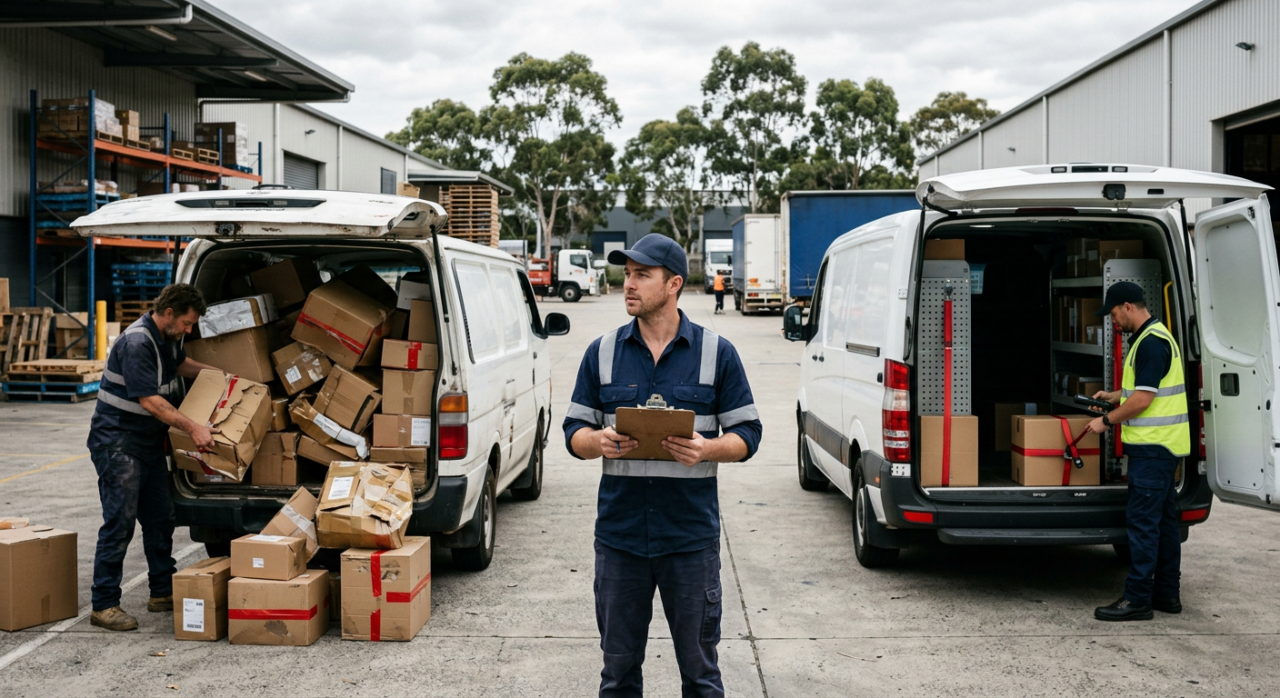 A delivery partner choosing between two delivery vans or service options — one appearing cheaper but less reliable, the other more professional and organised.