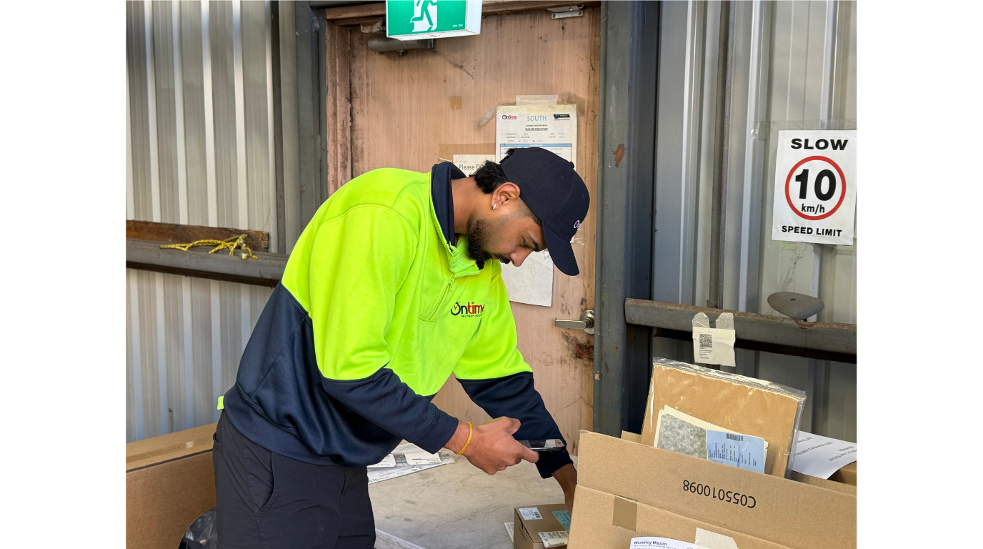 A delivery partner taking proof of delivery.