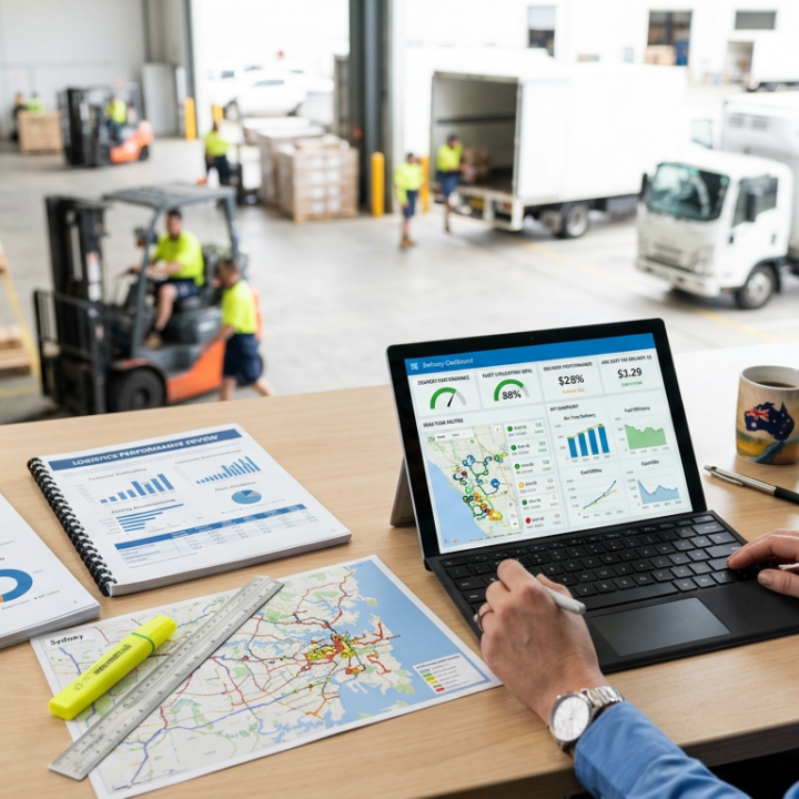 A strategic B2B logistics image showing the connection between delivery operations and financial performance.