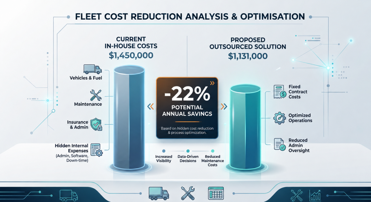 Fleet cost reduction and optimisation graphic image.